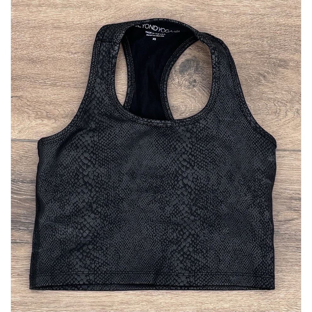 Beyond Yoga Snake Print Racerback Longline Sports Bra Black XS Made in USA